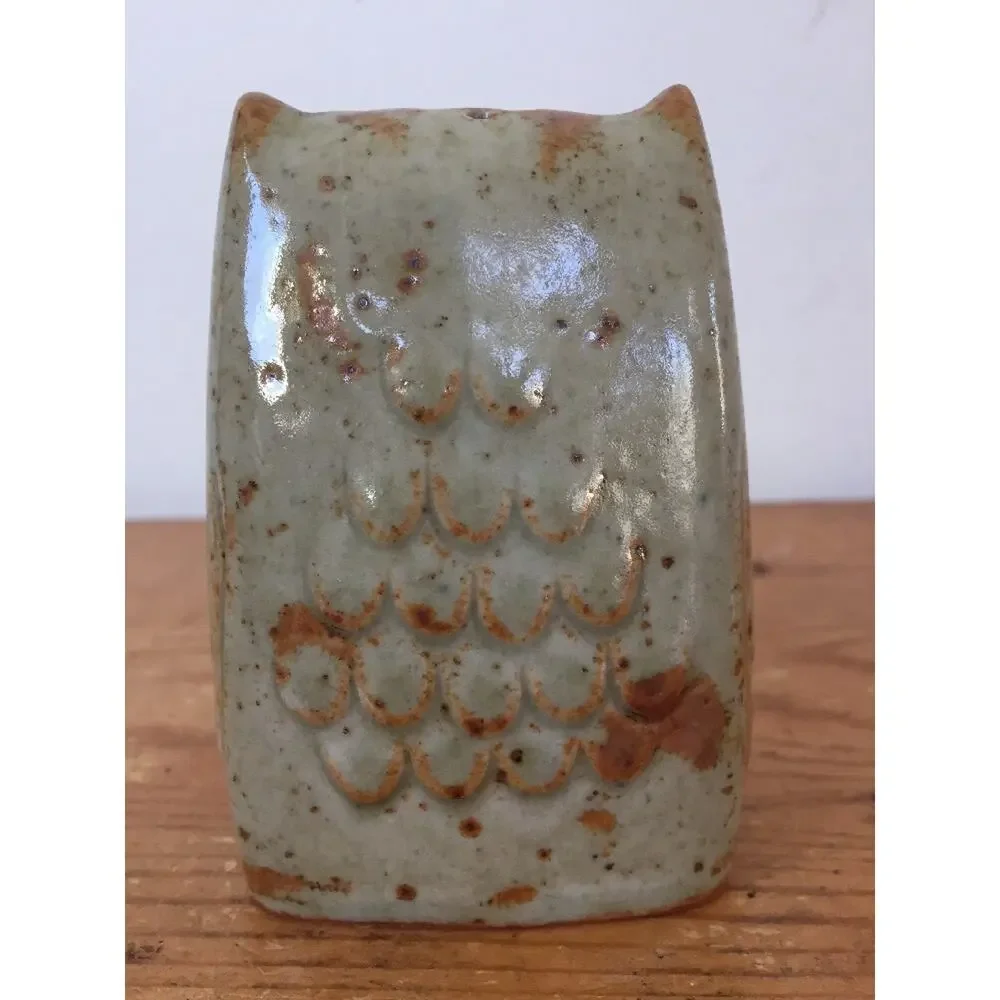 Vtg Japan Glazed Stoneware Ceramic Owl Figure Salt Or Pepper Spice Shaker 3.5